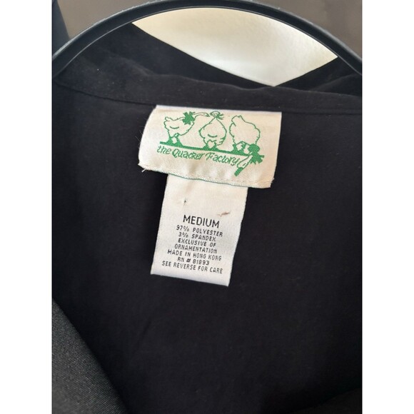 Quaker Factory Black Suit Set Jacket Gold Snowflakes Black Pants Medium - Picture 5 of 9